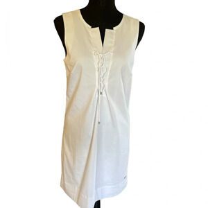 Nautical Sleeveless White Midi Dress. Size:4